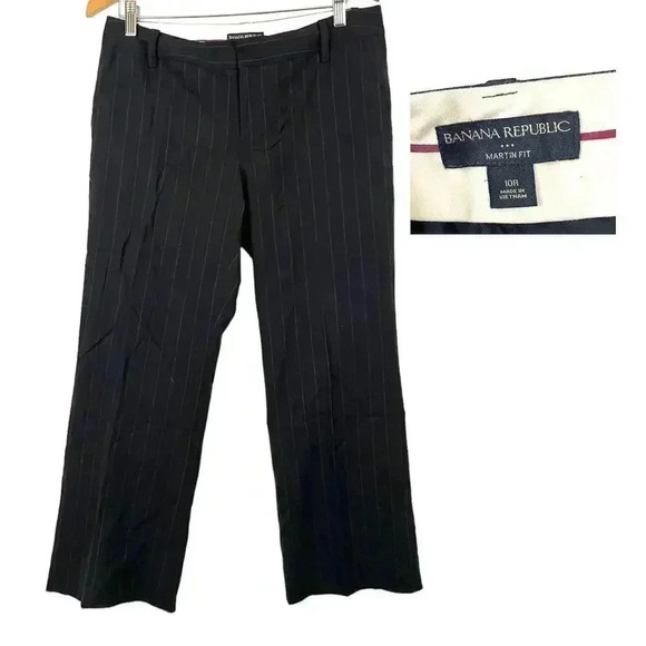 Banana Republic Pants Black Size 10R Martin Fit Career Wool Blend Lined - Picture 7 of 13